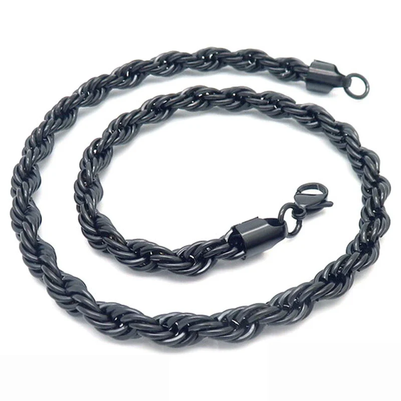 Unisex Hip Hop Fashion Button Rope Titanium Steel And Stainless Steel Twist Chain Necklace With Geometric Pattern And Electroplating Treatment - Image 37
