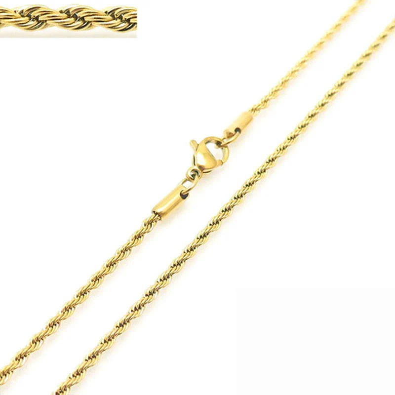 Unisex Hip Hop Fashion Button Rope Titanium Steel And Stainless Steel Twist Chain Necklace With Geometric Pattern And Electroplating Treatment - Image 7