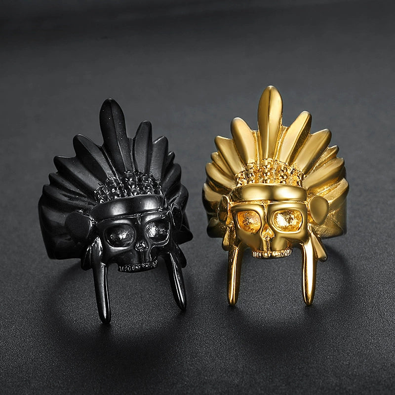 Unisex Personality Gold Plated Stainless Steel Skull Ring - Image 4