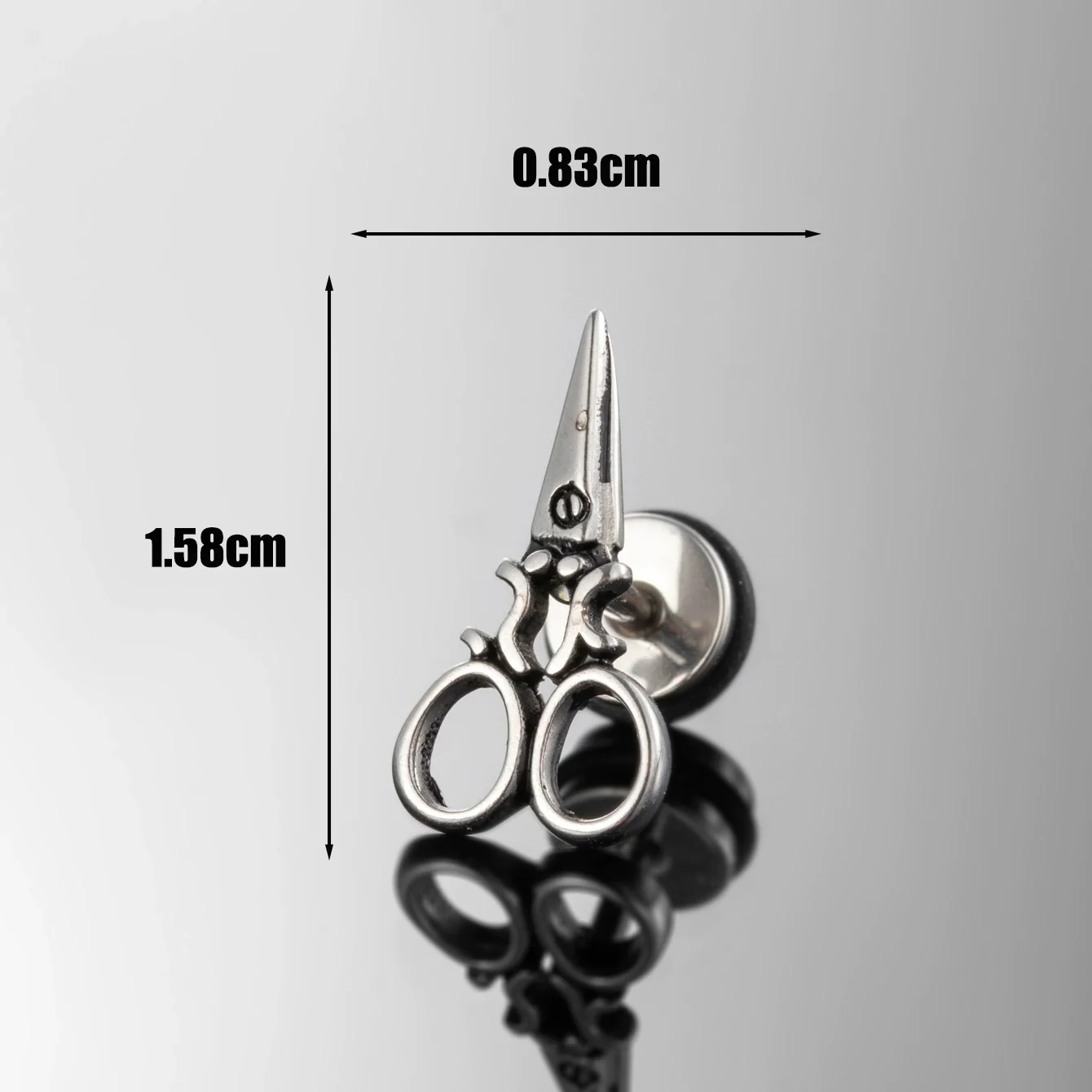 Unisex Piercing Titanium Steel Casting And Polishing Key Scissors Ear Studs - Image 6