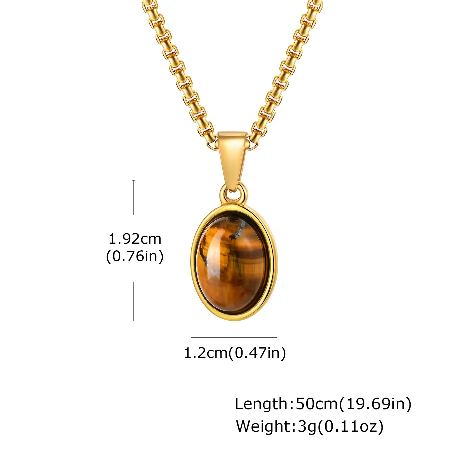 Unisex Retro Fashion Jewelry Stainless Steel Geometric Oval Natural Stone Pendant Necklace - Image 10