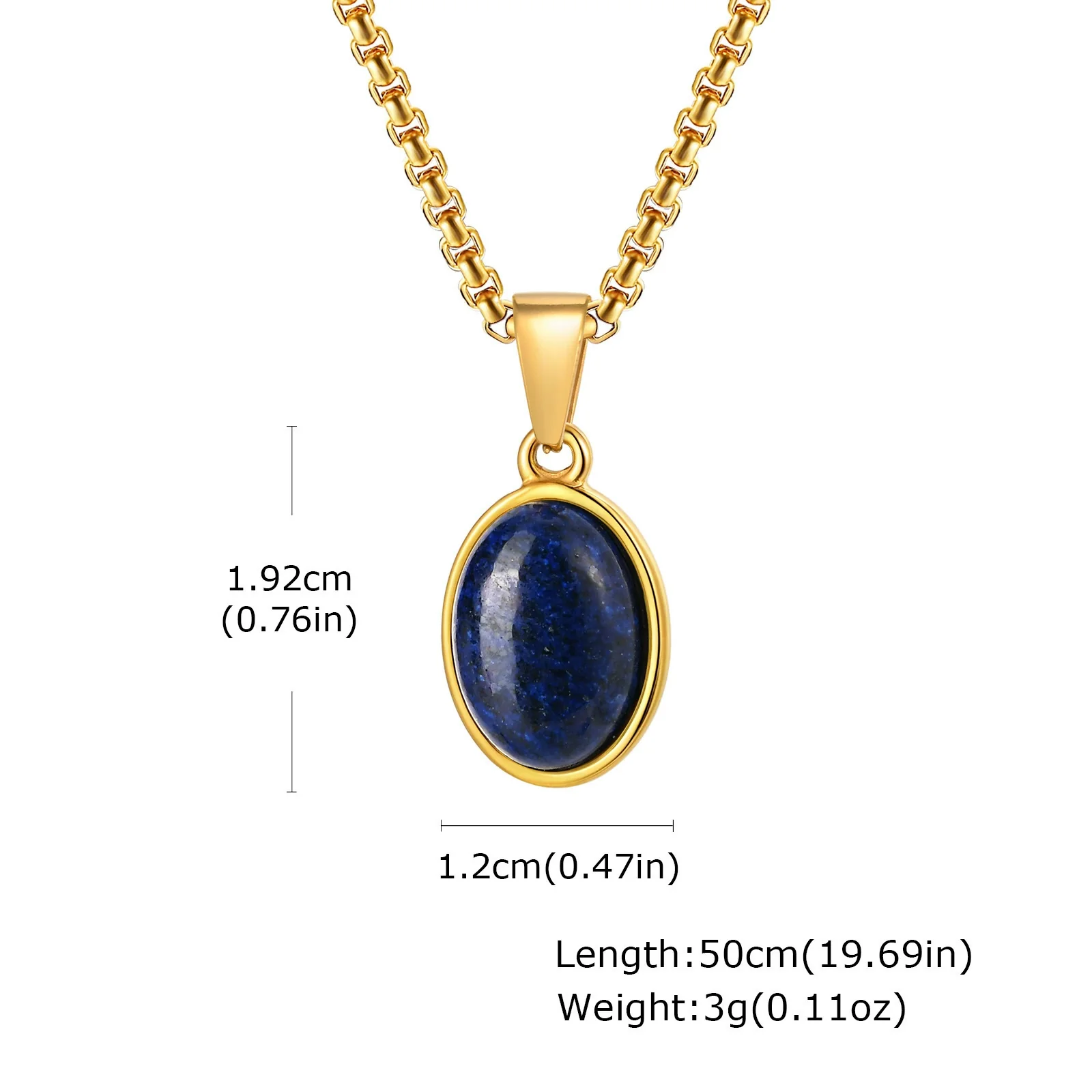 Unisex Retro Fashion Jewelry Stainless Steel Geometric Oval Natural Stone Pendant Necklace - Image 12