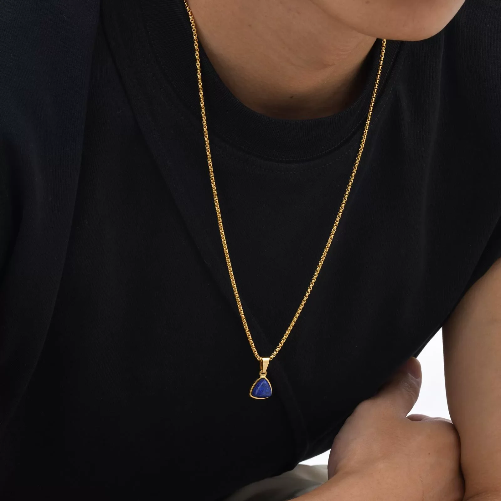 Unisex Retro Fashion Jewelry Stainless Steel Geometric Oval Natural Stone Pendant Necklace - Image 17