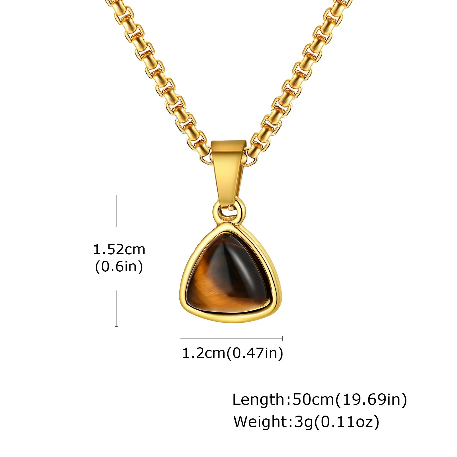 Unisex Retro Fashion Jewelry Stainless Steel Geometric Oval Natural Stone Pendant Necklace - Image 18