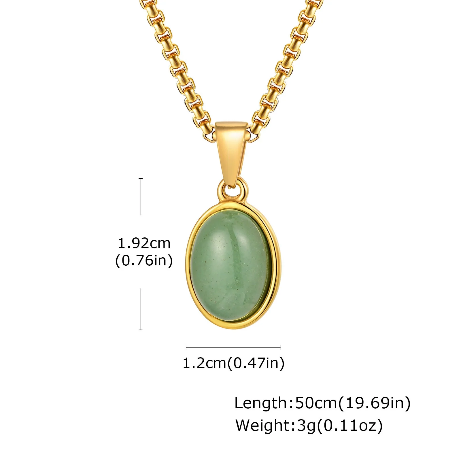 Unisex Retro Fashion Jewelry Stainless Steel Geometric Oval Natural Stone Pendant Necklace - Image 6