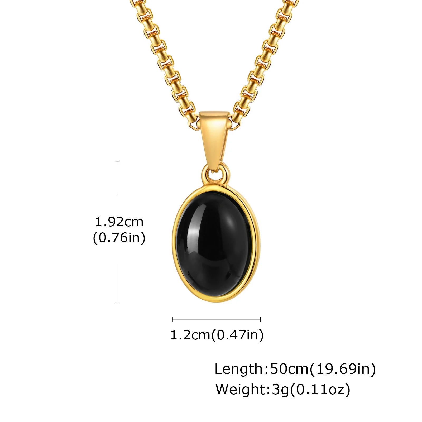 Unisex Retro Fashion Jewelry Stainless Steel Geometric Oval Natural Stone Pendant Necklace - Image 8