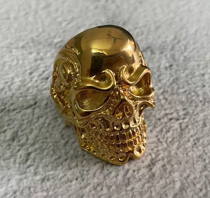 Unisex Retro Hiphop Skull And Flowers Titanium Steel Ring With Oil Treatment - Image 7