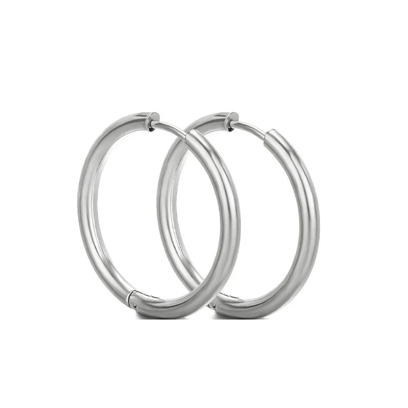 Unisex Round Stainless Steel Electroplated Fashion Earrings - Image 13