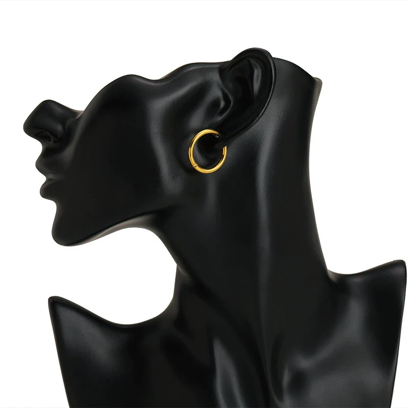 Unisex Round Stainless Steel Electroplated Fashion Earrings - Image 3