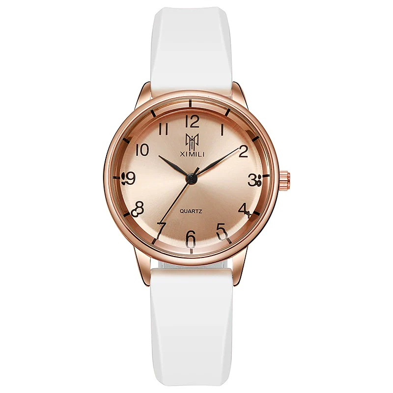 Unisex Silicone Alloy Iron Plain Glass Mirror Round Quartz Student Watch Leisure Style Spiral Crown Pin Buckle - Image 10