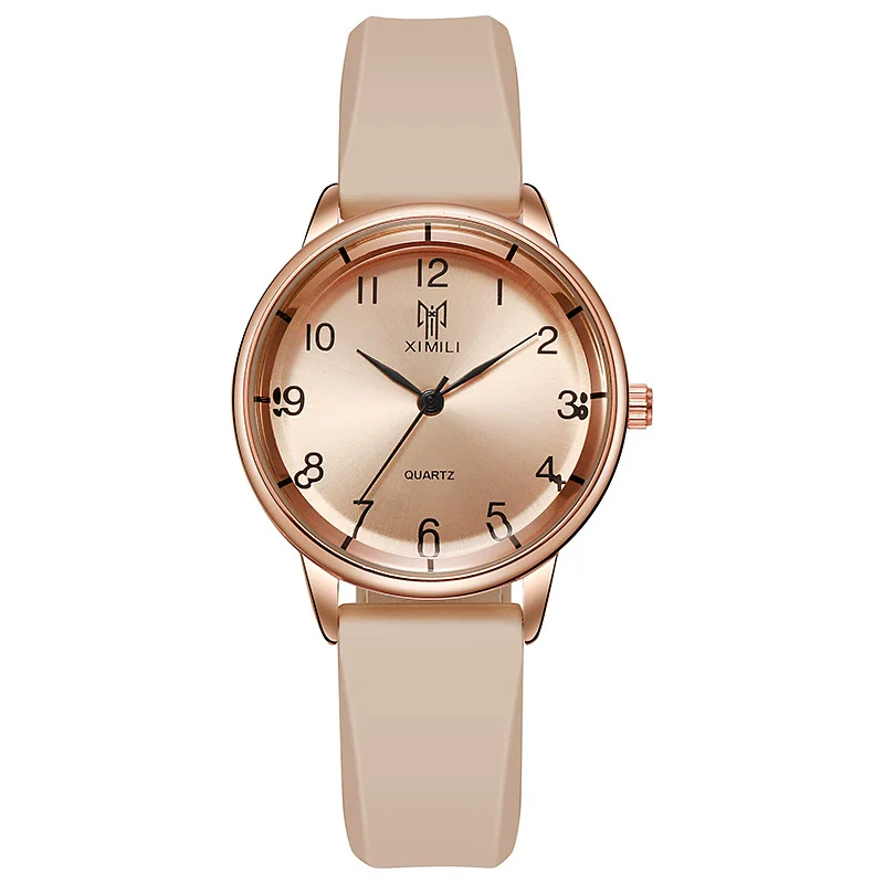 Unisex Silicone Alloy Iron Plain Glass Mirror Round Quartz Student Watch Leisure Style Spiral Crown Pin Buckle - Image 4