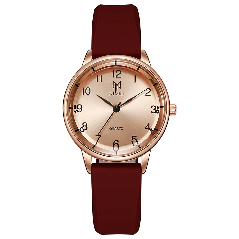 Unisex Silicone Alloy Iron Plain Glass Mirror Round Quartz Student Watch Leisure Style Spiral Crown Pin Buckle - Image 9