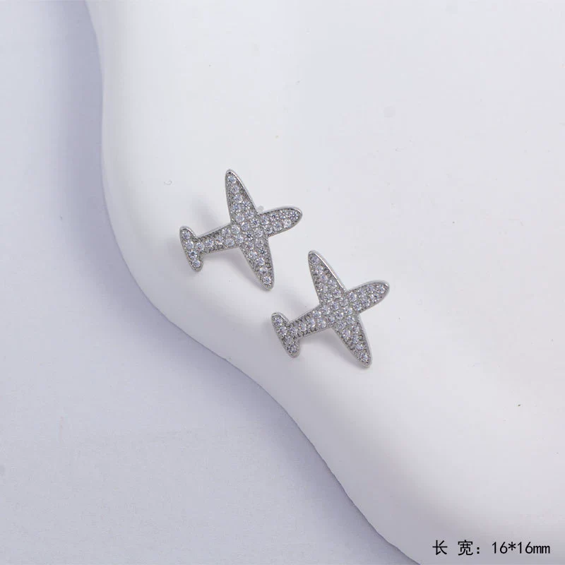 Unisex Simple Fashion Jewelry Copper Airplane Shape Pendant Necklace With Electroplating And Mixed Gemstone Setting - Image 9