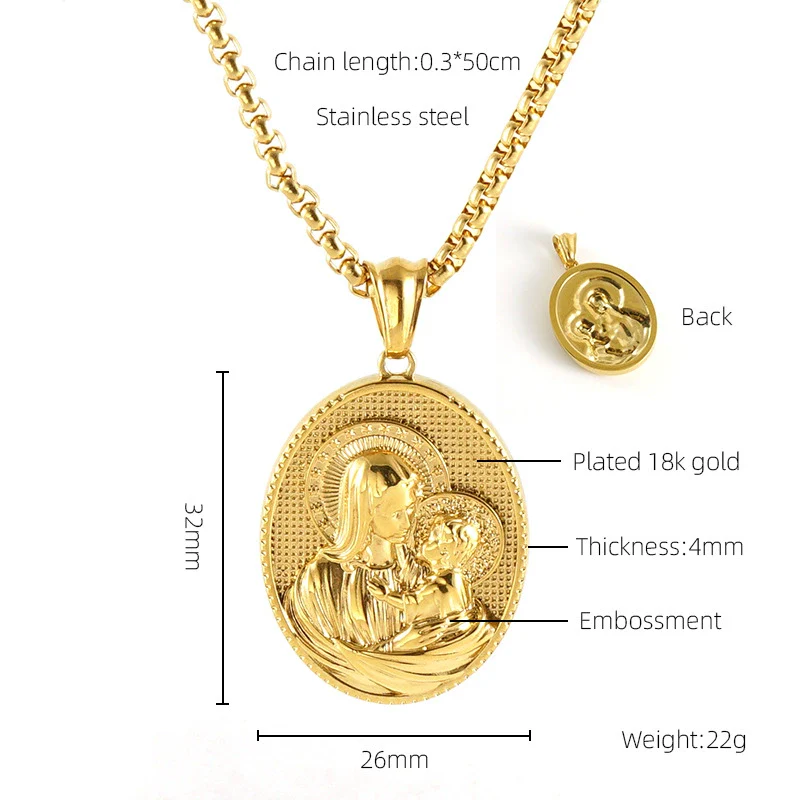 Unisex 316L Stainless Steel And Silver Necklace With Geometric Cross Pendant And Square Pearl Chain Electroplated Retro Hip Hop Style - Image 6