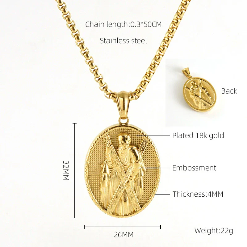 Unisex 316L Stainless Steel And Silver Necklace With Geometric Cross Pendant And Square Pearl Chain Electroplated Retro Hip Hop Style - Image 9