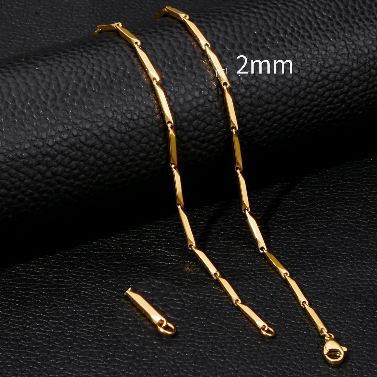 Unisex Stainless Steel Geometric Bamboo Chain Necklace With Electroplating Treatment - Image 6