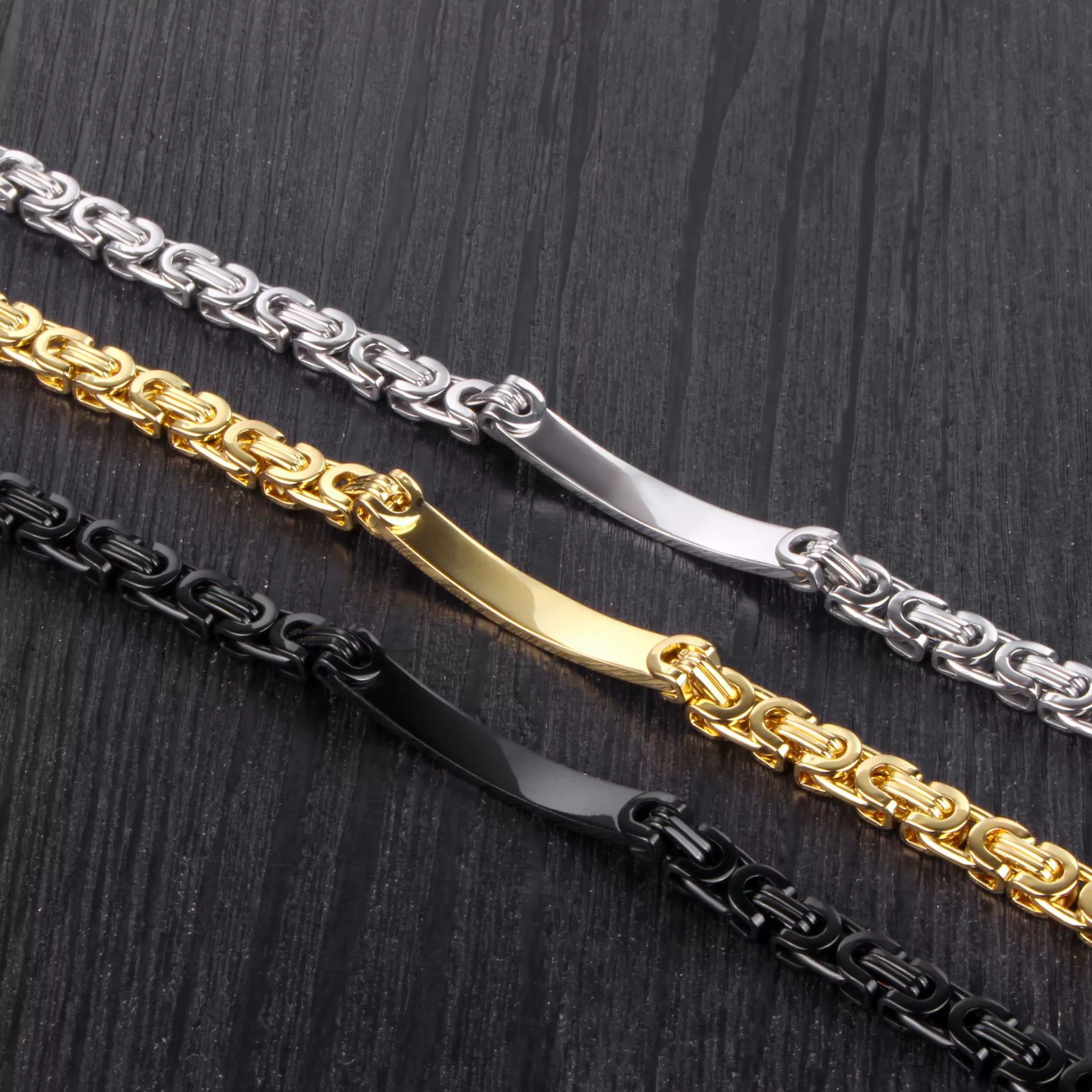 Unisex Stainless Steel Geometric Flat Loop Chain Bracelet Jewelry - Image 4