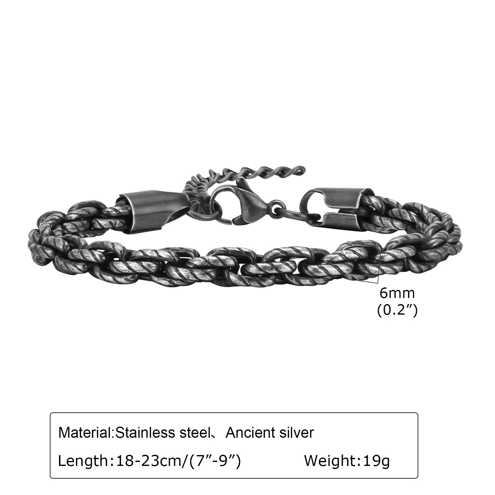 Unisex Stainless Steel Handmade Chain With Retro Old Twist Geometric Square Design And Electroplating - Image 13