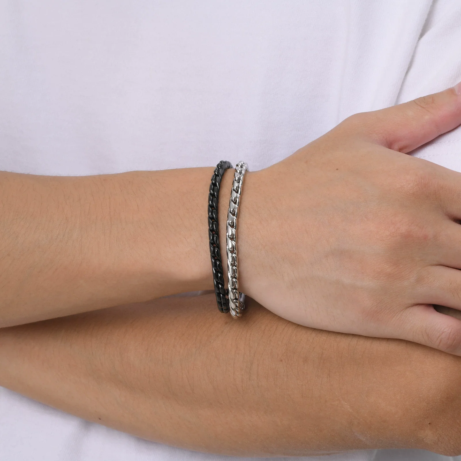 Unisex Stainless Steel Handmade Chain With Retro Old Twist Geometric Square Design And Electroplating - Image 3
