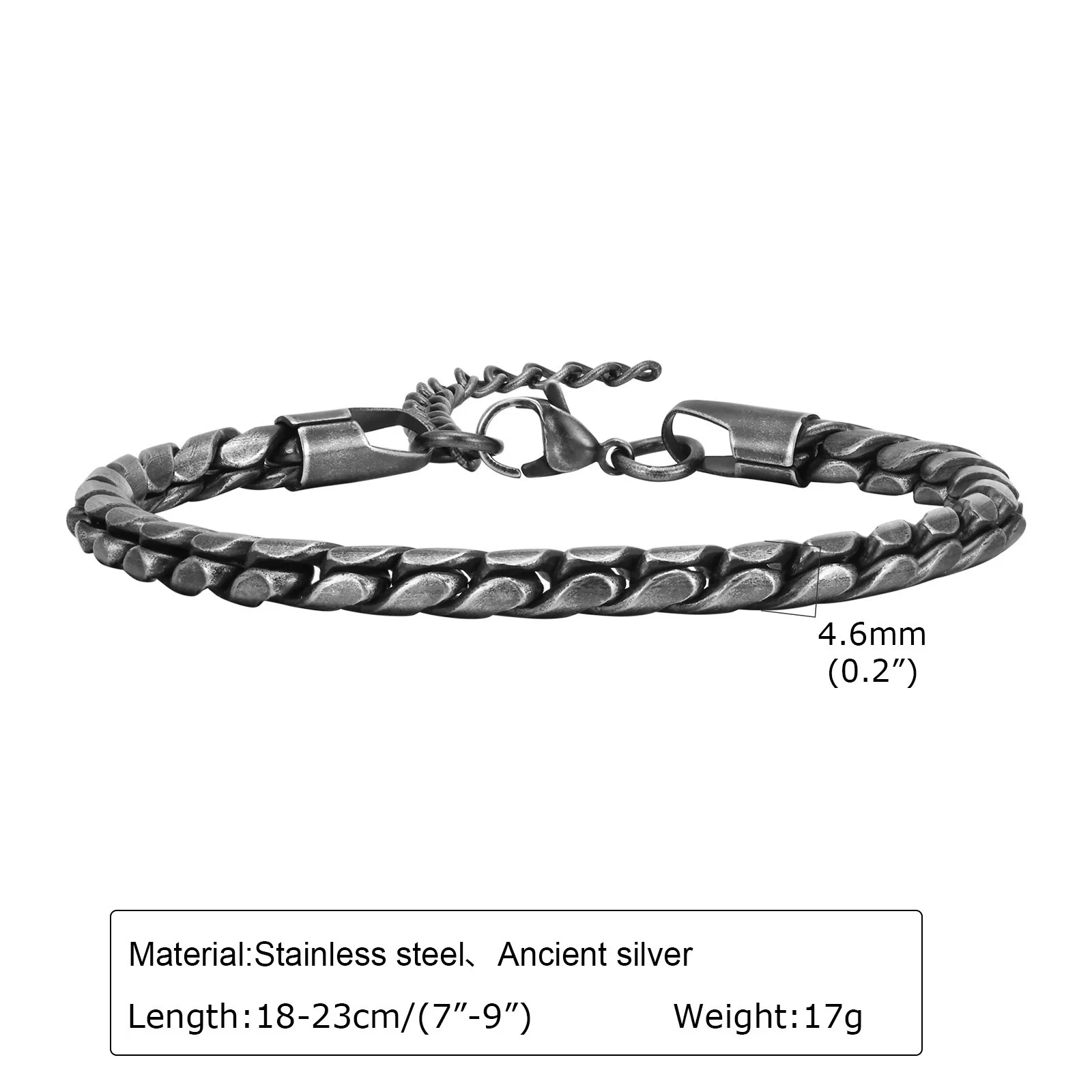 Unisex Stainless Steel Handmade Chain With Retro Old Twist Geometric Square Design And Electroplating - Image 6