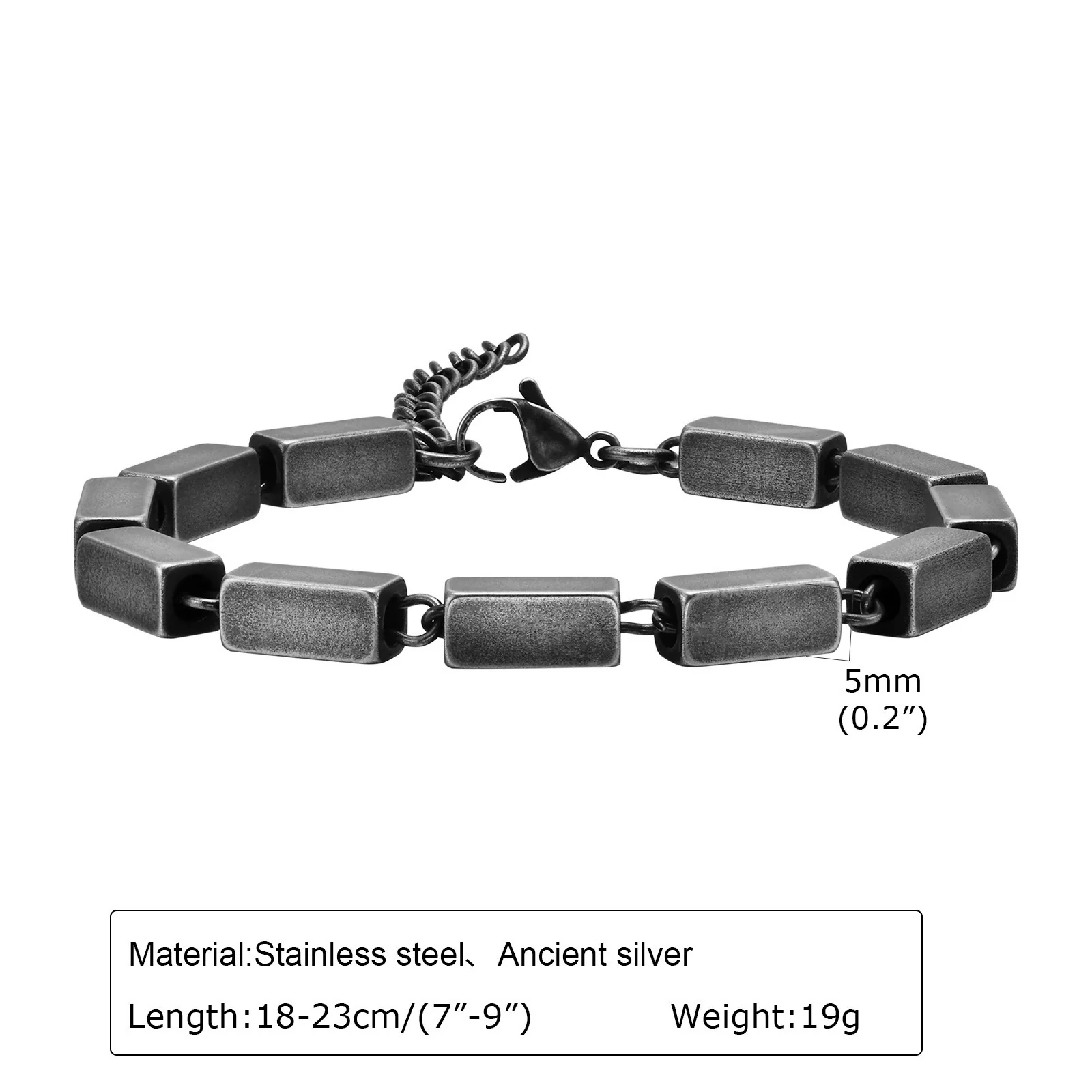 Unisex Stainless Steel Handmade Chain With Retro Old Twist Geometric Square Design And Electroplating - Image 9