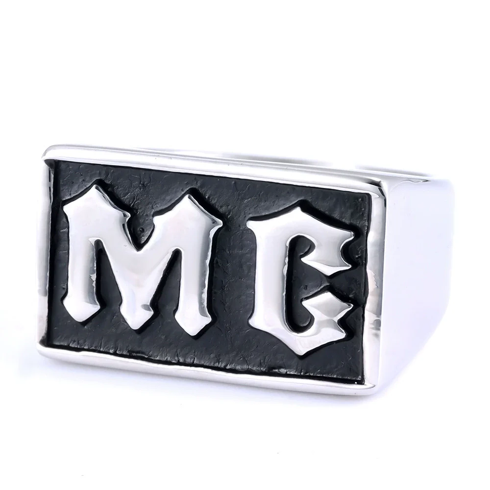 Unisex Stainless Steel Letter Mc Drop Glue Ring With Personality Style And Oil Applied Processing - Image 2