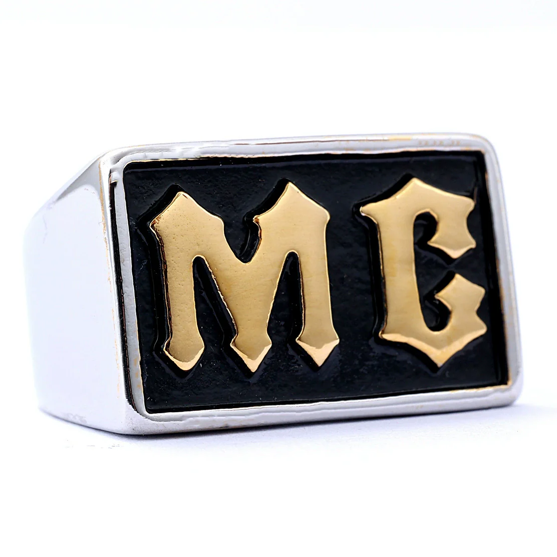 Unisex Stainless Steel Letter Mc Drop Glue Ring With Personality Style And Oil Applied Processing - Image 3