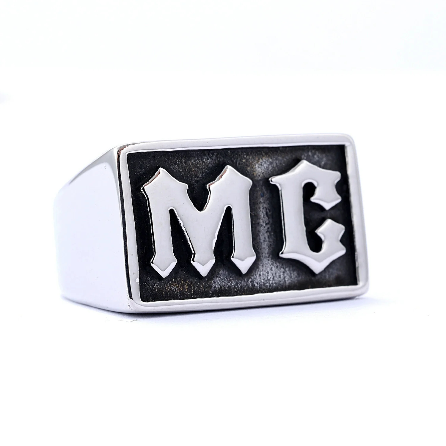 Unisex Stainless Steel Letter Mc Drop Glue Ring With Personality Style And Oil Applied Processing - Image 4
