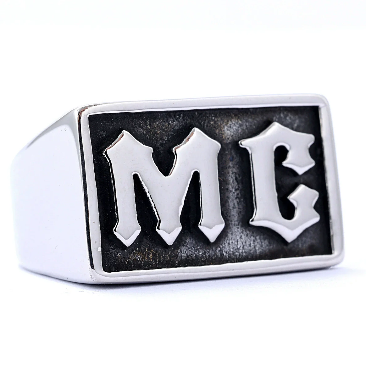 Unisex Stainless Steel Letter Mc Drop Glue Ring With Personality Style And Oil Applied Processing - Image 6
