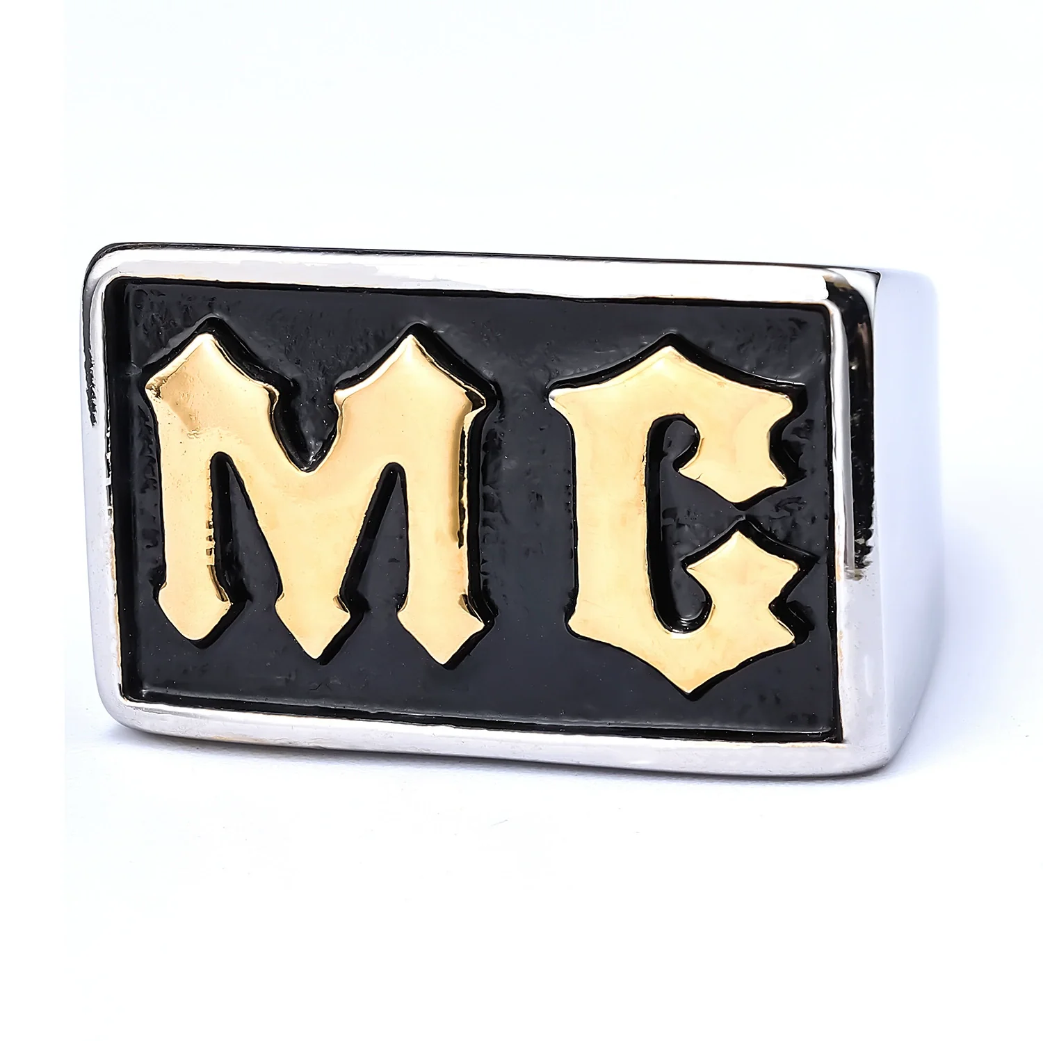 Unisex Stainless Steel Letter Mc Drop Glue Ring With Personality Style And Oil Applied Processing - Image 7