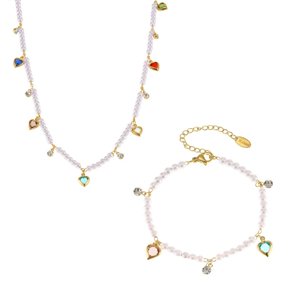 Unisex Titanium Steel And Copper Zircon Love Clavicle Chain Jewelry With Electroplating And Chain Pattern - Image 4