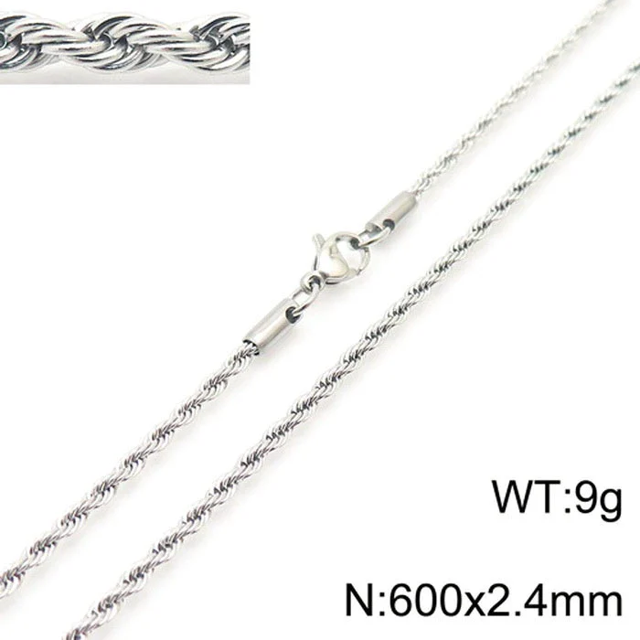 Unisex Titanium Steel Twist Chain Necklace With Geometry Pattern And Gold Inlaid Pendant - Image 11