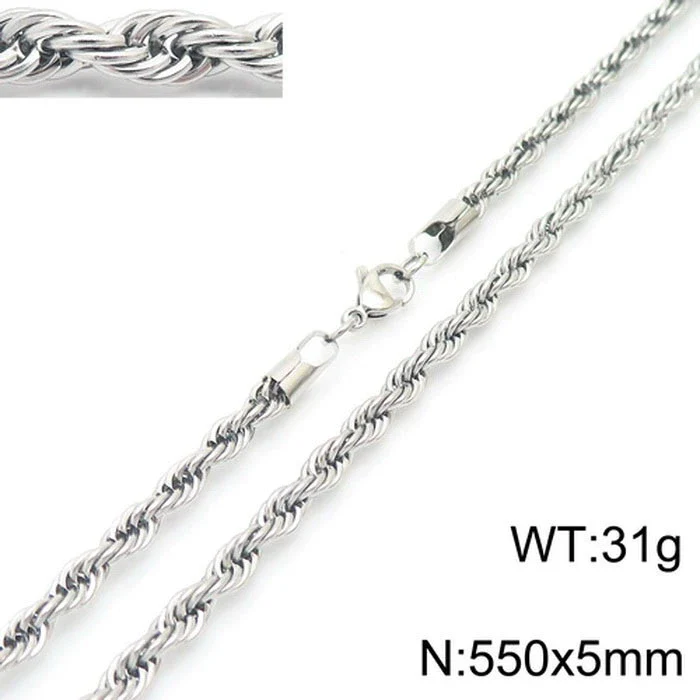 Unisex Titanium Steel Twist Chain Necklace With Geometry Pattern And Gold Inlaid Pendant - Image 19