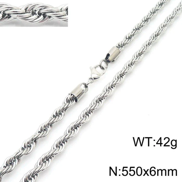 Unisex Titanium Steel Twist Chain Necklace With Geometry Pattern And Gold Inlaid Pendant - Image 22