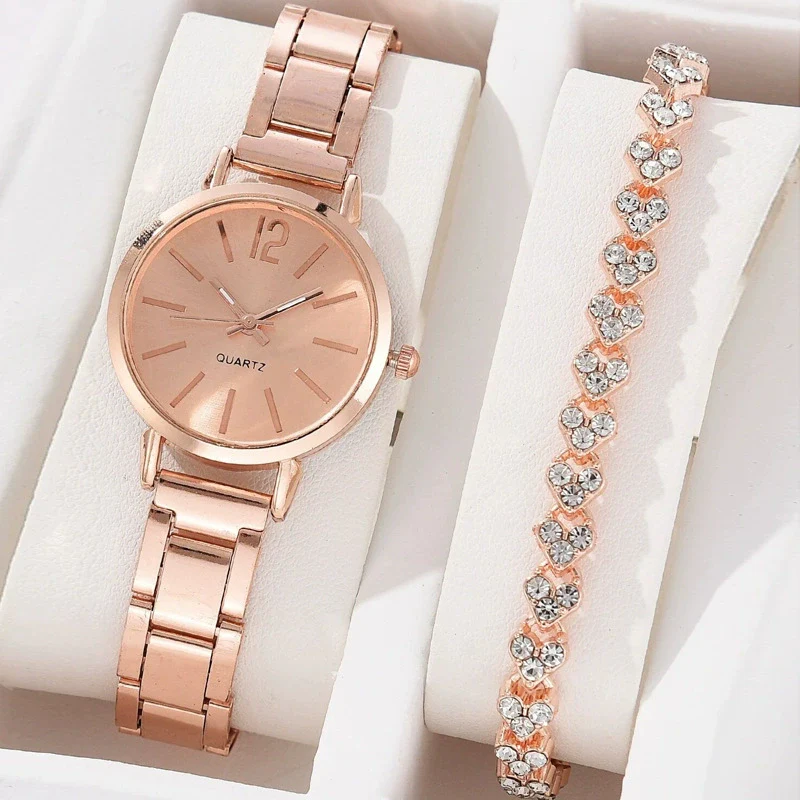 Universal Casual Alloy Case Round Dial Quartz Watch With Steel Band And Ordinary Glass Mirror - Image 14