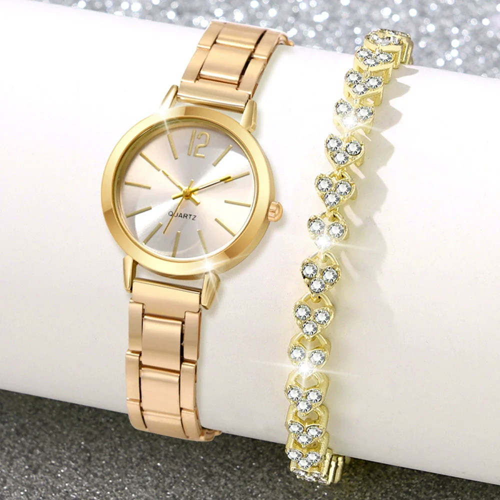 Universal Casual Alloy Case Round Dial Quartz Watch With Steel Band And Ordinary Glass Mirror - Image 16