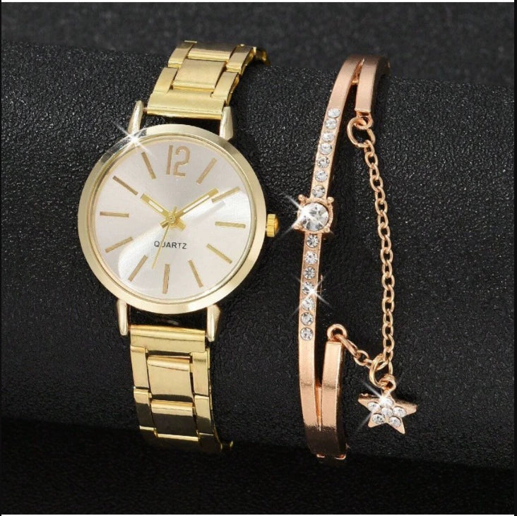 Universal Casual Alloy Case Round Dial Quartz Watch With Steel Band And Ordinary Glass Mirror - Image 18