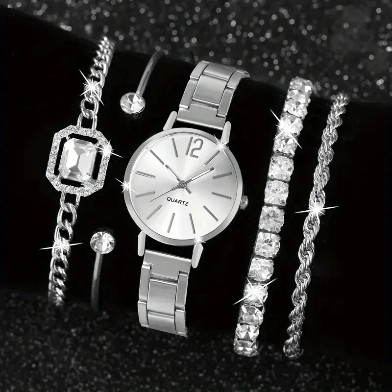 Universal Casual Alloy Case Round Dial Quartz Watch With Steel Band And Ordinary Glass Mirror - Image 34