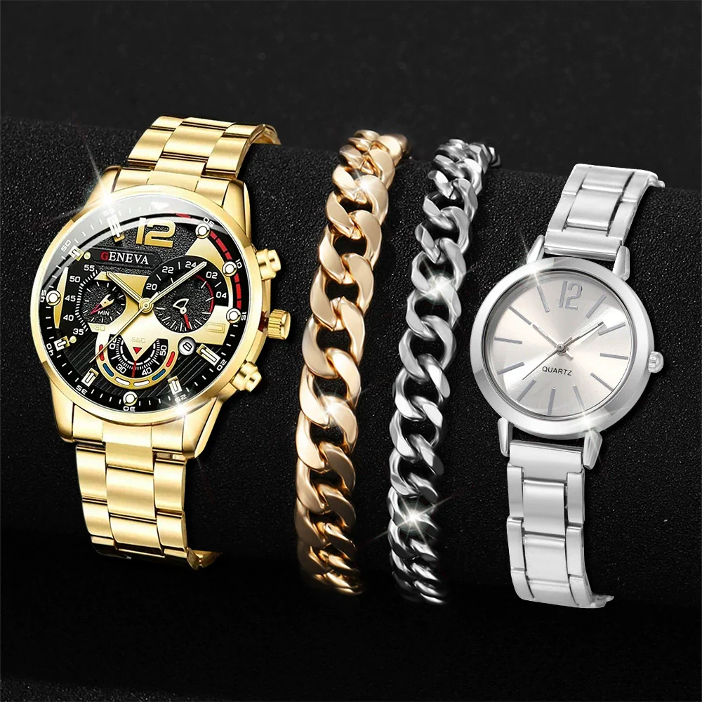 Universal Casual Alloy Case Round Dial Quartz Watch With Steel Band And Ordinary Glass Mirror - Image 35