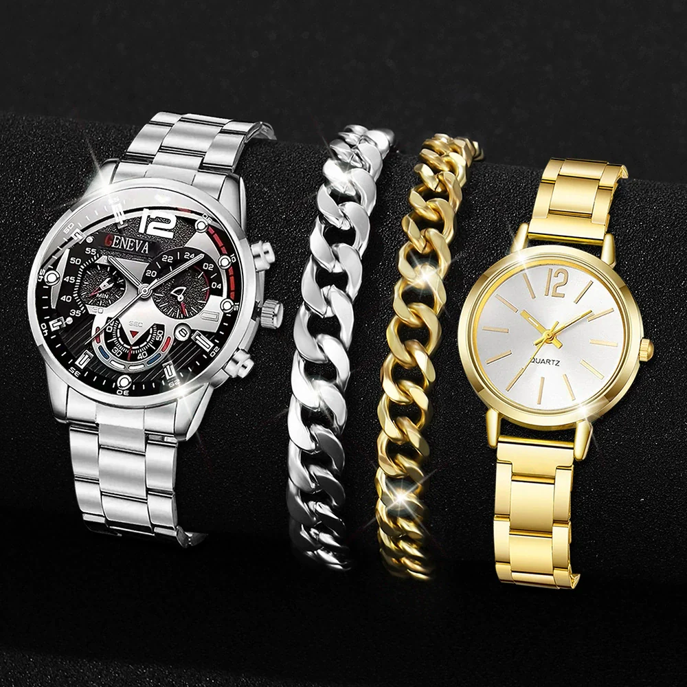 Universal Casual Alloy Case Round Dial Quartz Watch With Steel Band And Ordinary Glass Mirror - Image 36