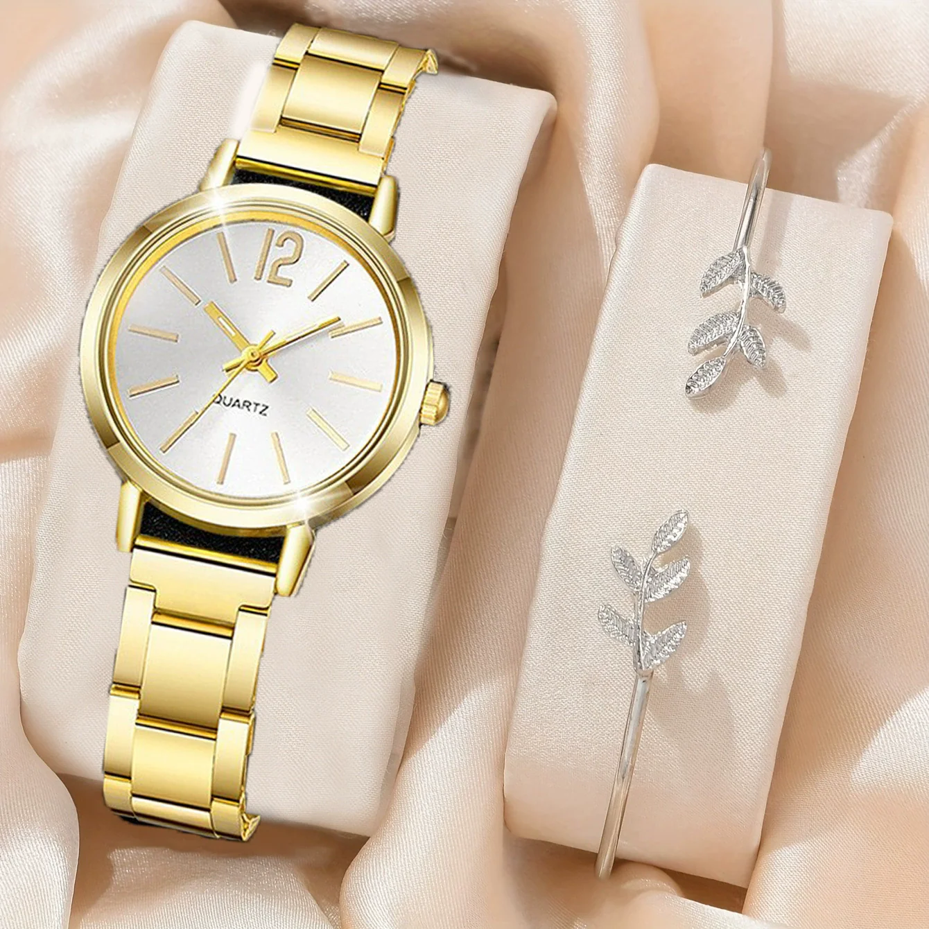 Universal Casual Alloy Case Round Dial Quartz Watch With Steel Band And Ordinary Glass Mirror - Image 41