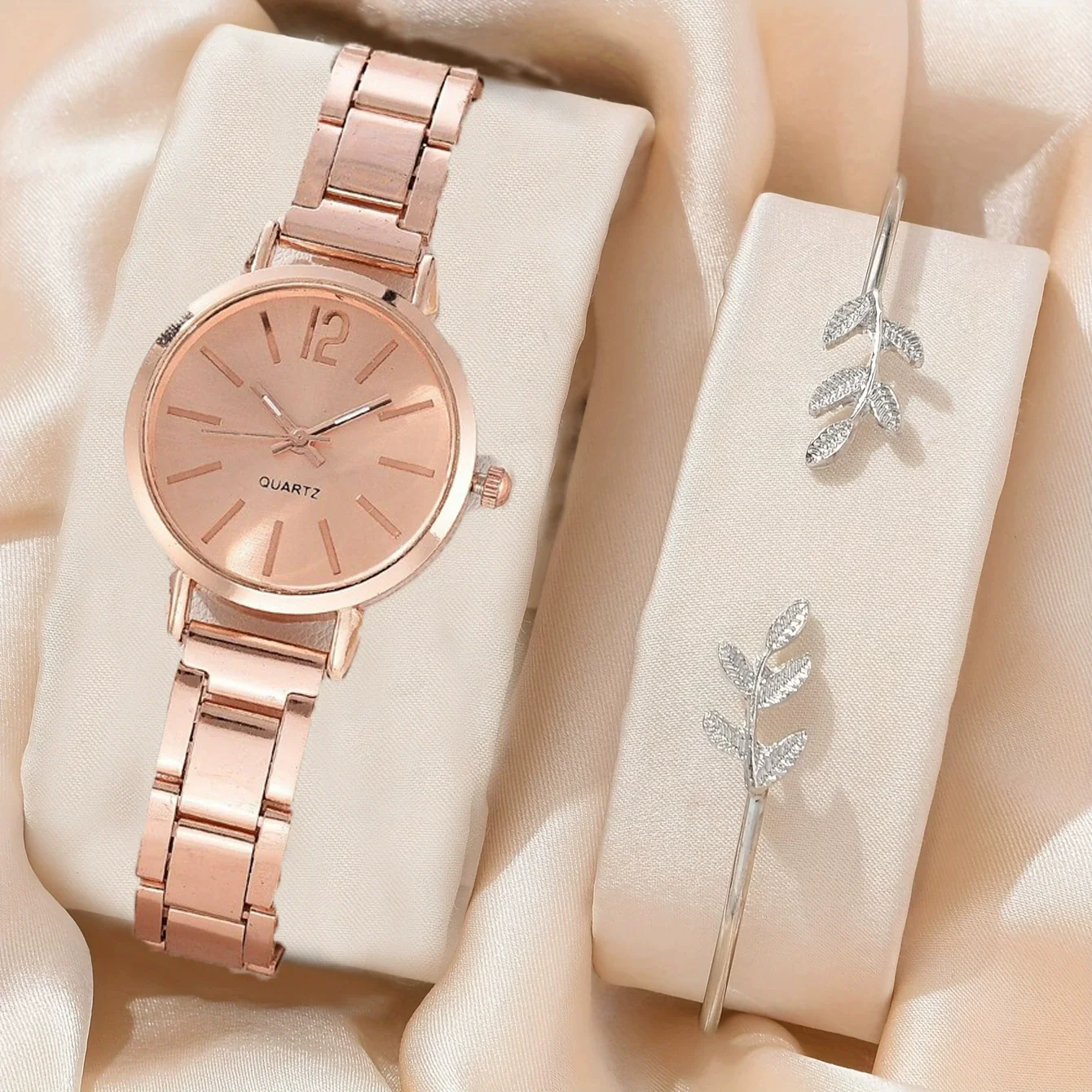 Universal Casual Alloy Case Round Dial Quartz Watch With Steel Band And Ordinary Glass Mirror - Image 42