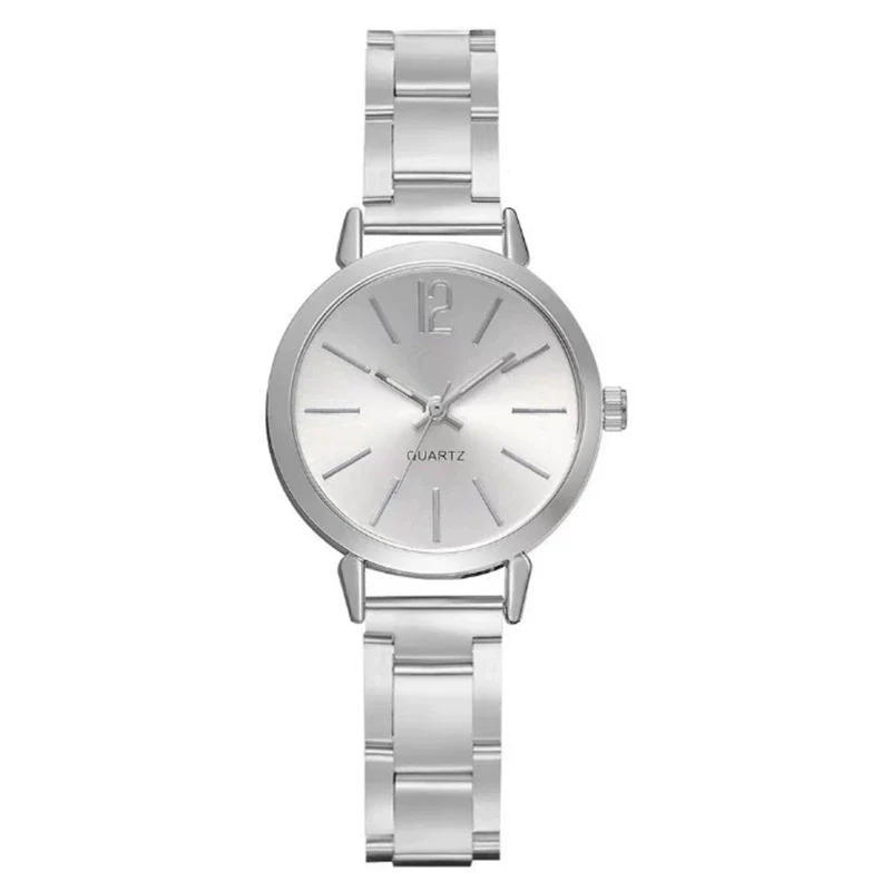 Universal Casual Alloy Case Round Dial Quartz Watch With Steel Band And Ordinary Glass Mirror - Image 8