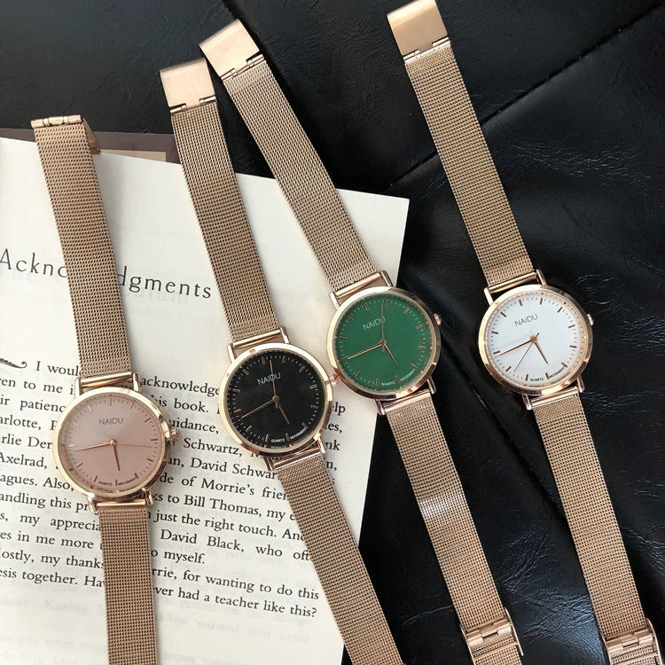 Universal Fashion Casual Simple Allmatch Plastic Case Stainless Steel Belt Round Dial Watch - Image 5