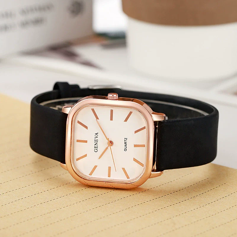 Universal Fashionable Square Quartz Watch With Pu Strap Stainless Steel Buckle And Alloy Material - Image 2