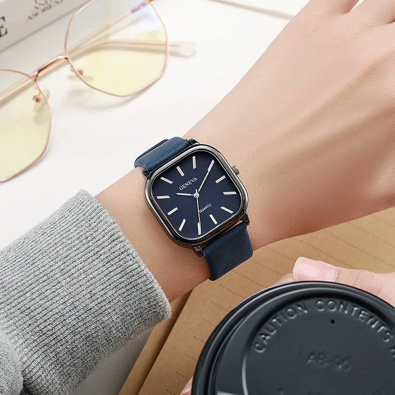 Universal Fashionable Square Quartz Watch With Pu Strap Stainless Steel Buckle And Alloy Material - Image 3