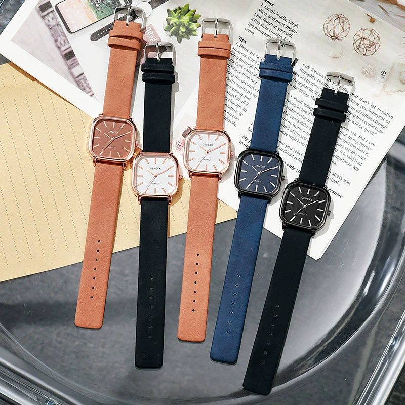 Universal Fashionable Square Quartz Watch With Pu Strap Stainless Steel Buckle And Alloy Material - Image 4