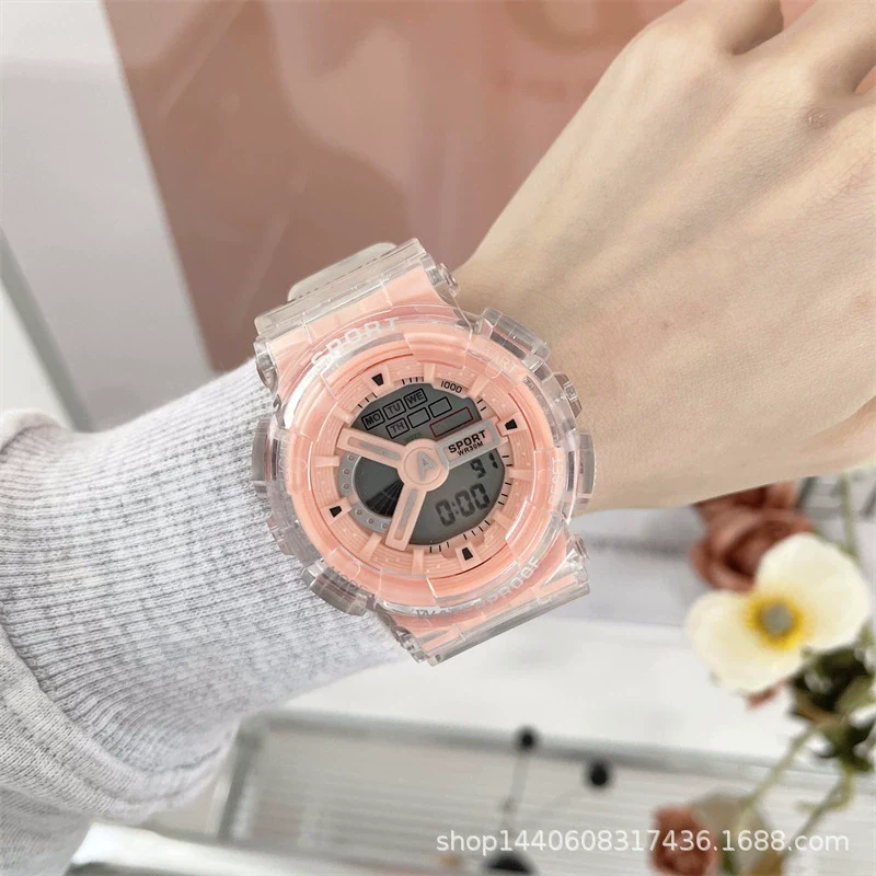 Universal Leisure Plastic And Silicone Transparent Strap Electronic Watch - Image 3