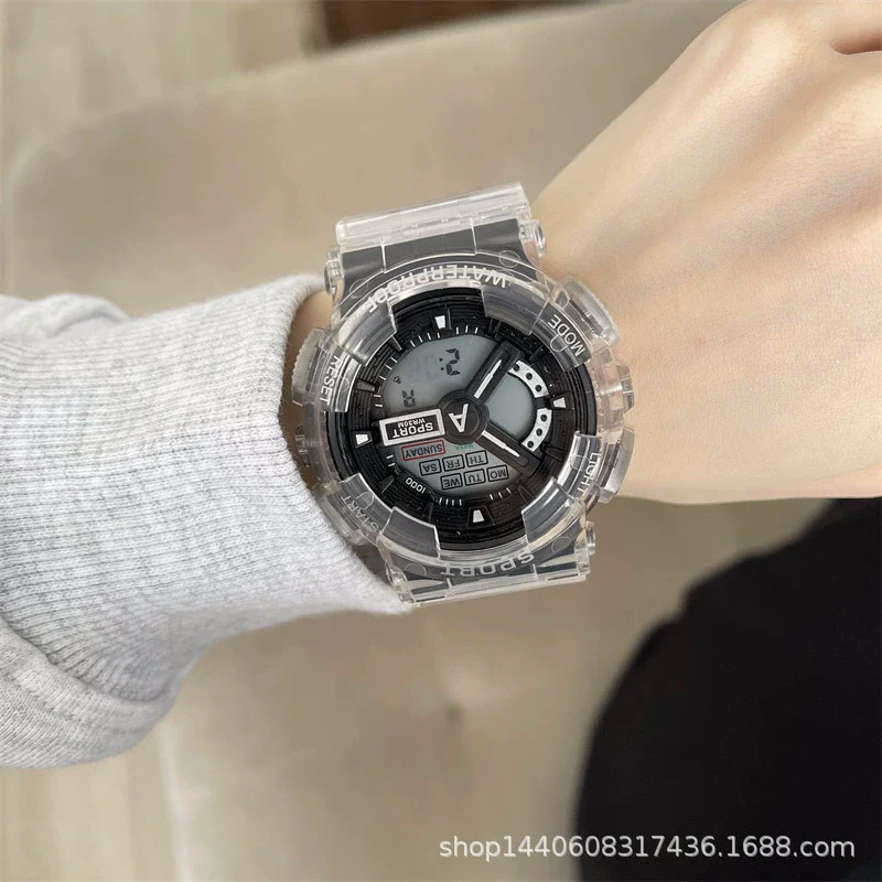 Universal Leisure Plastic And Silicone Transparent Strap Electronic Watch - Image 4