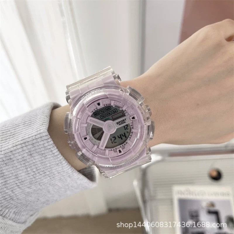 Universal Leisure Plastic And Silicone Transparent Strap Electronic Watch - Image 5